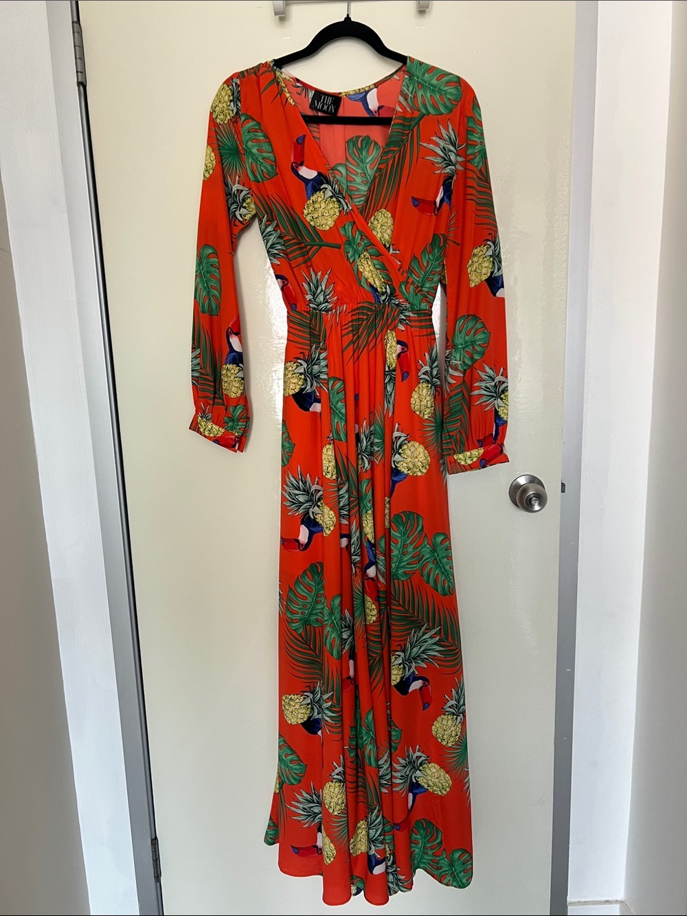 Tropical Wrap Maxi Dress - Orange Pineapple Print